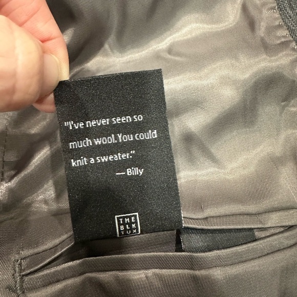 The Blk Tux 38R Tollegno 1900 Gray Suit Jacket Blazer 100% Merino Wool Italy - Picture 9 of 11